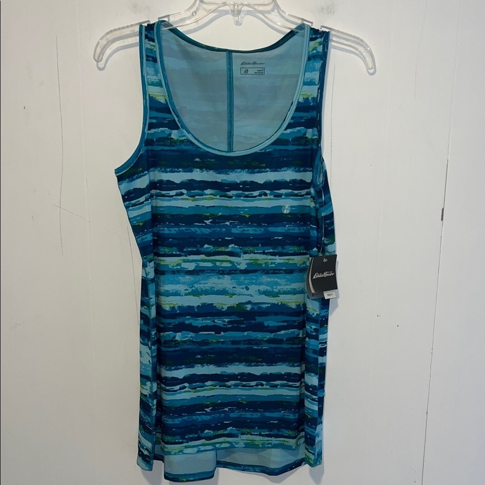 Eddie Bauer Blue and Green Striped Tank Top NWT 072626